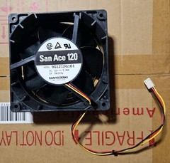 12VDC Axial Fan, 120x120x38mm, 12VDC, High Performance, Tachometer, 3 Pin