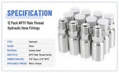 3/8″ I.D. Hose x 3/8″ NPTF Male W/ Cover Hydraulic Hose End Crimp Fittings 12 x