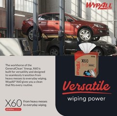WypAll GeneralClean X60 Cloths Multi-Task Cleaning Wipes (34790), Pop-Up Box