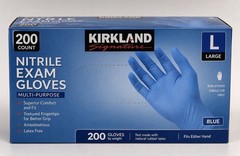 Kirkland Signature Nitrile Exam Multipurpose Gloves, Large – 200 Count