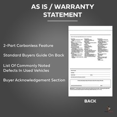2-Part Buyers Guide Form – Adhesive Tape – English – As Is – Warranty (100 pack)