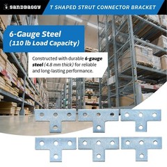 Sandbaggy Galvanized Flat T Shaped Strut Connector Bracket – 4 Hole