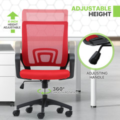 Height Adjustable Swivel Computer Home Office Ergonomic Desk Mesh Chair Red