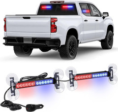 2 Pack 10.7 Inch Side Window Front/Rear Windshield Strobe Lights | 24 LED Warnin