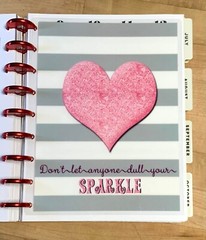 Gray/White Stripe Heart Sparkle Quote 2 Sided Dashboard 4 use w/ Happy Planner~