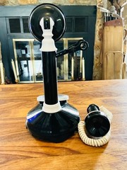 Repurposed Candlestick Western Electric Clock Classic Black Telephone Clock