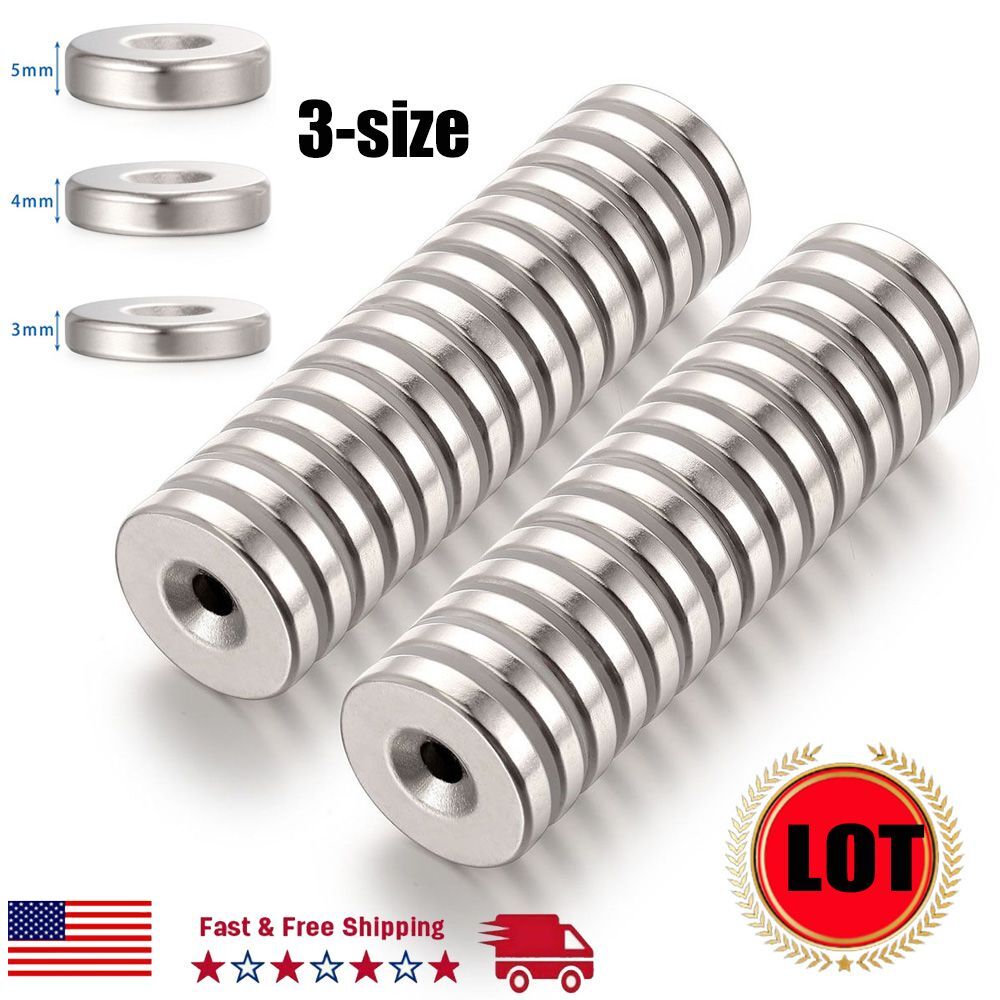 20 50 100 Strong Countersunk Ring Magnets 20mm Rare Earth Neodymium Hole 5mm US
