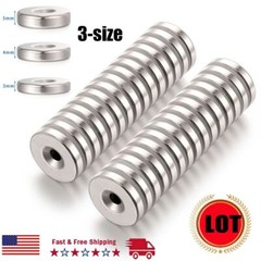 20 50 100 Strong Countersunk Ring Magnets 20mm Rare Earth Neodymium Hole 5mm US