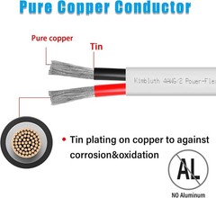 Marine Grade Duplex 6 AWG /2 15 ft Tinned Copper Oxygen Free Stranded Cable -NEW