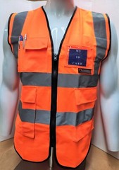 Class II Hi Visibility Reflective Orange Safety Vest with ID POCKET