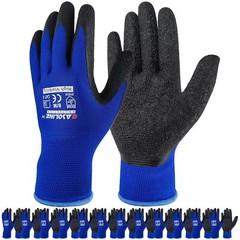 Gasoline 13Gauge Polyester Latex Crinkle Palm Dipped Blue Gloves / 12Pairs