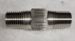 Adapter, 1/4″MNPT X 1/4″MNPT, Parker 15MAP4P4, MAWP-15kpsi, New – BULK STOCK