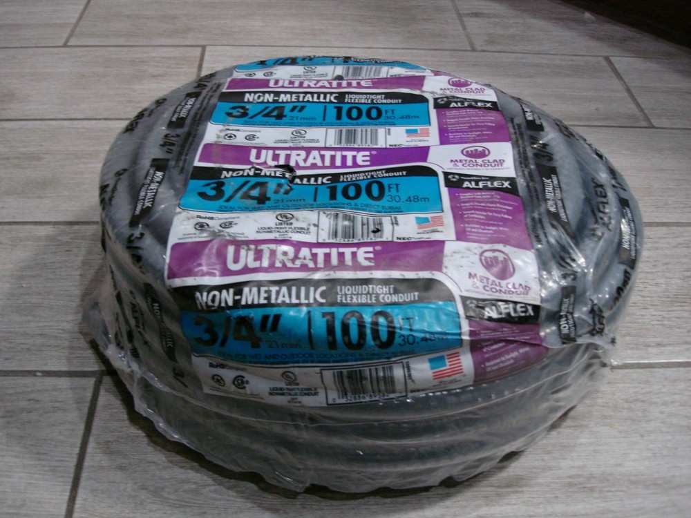 Ultratite Non-Metallic Liquidtight Flexible PVC Conduit Gray 3/4 in x 100 ft