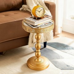 -Golden Tempered Glass Metal Coffee Table Creative Side Corner