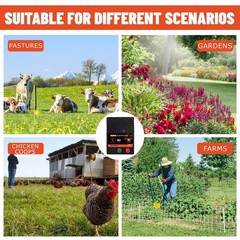 AC Powered Electric Fence Charger 50 Miles, 2 Joule Plug-in Energizer for Livest