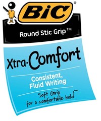 BIC Round Stic Grip Xtra Comfort Blue Ballpoint 12 Count (Pack of 1)