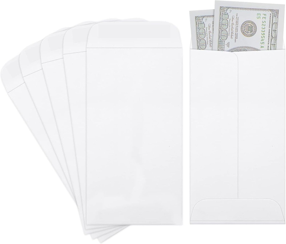 ValBox 3.5×6.5 Money Envelopes, White Kraft #7 Coin Envelopes, Small Parts Envel