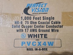 Perfect Vision 1000 Feet Single RG-6 75 Ohm Coaxial Cable Solid Copper REEL READ