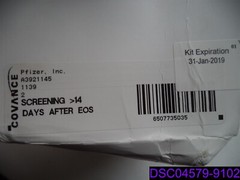 Covance Collection Kit 1139 (Pfizer) Screening 14 Days After EOS