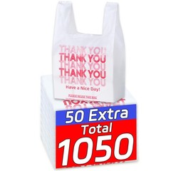 YovhVon 1050 Count Plastic Bags with Handles, TShirt bags, Thank You bag, Gro…