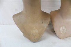 2 Vintage Fiberglass Mannequin Head Wig Painted Eyes Halloween Bust White