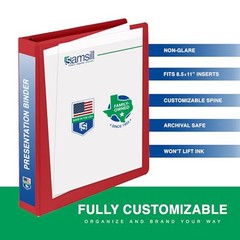 Samsill 0.5 Inch 3 Ring Binder, Economy Round Ring, Clear View 4-Pack, Red