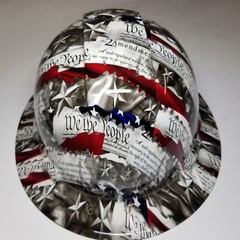 full brim hard hat custom hydro dipped IN 2ND AMENDMENT ,WE THE PEOPLE NEW