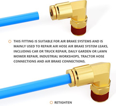 2PCS Brass DOT Push to Connect Fittings, 1/2″ OD X 1/4″ NPT 90 Degree Elbow Unio