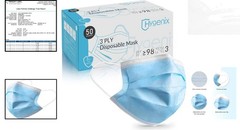 3-Ply Ear Loop Face Masks for Adults – 50 Count, High Filtration, Made in USA