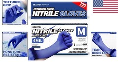 Blue Violet Nitrile Gloves 100 Pcs Medium Powder-Free Disposable for Food