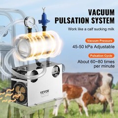 Portable Electric Cow Milking Machine 6.6 Gal / 25 L 304 Stainless Steel Bucket
