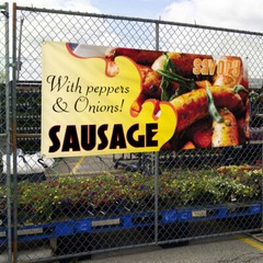 Vinyl Banner Multiple Sizes Savory with Peppers & Onions! Sausage Outdoor