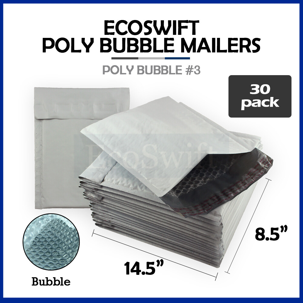 30 #3 8.5 x 14.5 EcoSwift Poly Bubble Mailers Padded Envelope Shipping Bags