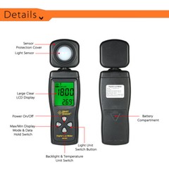 Digital Meter Luminometer Photometer Luxmeter Light Meter 0-200000Lux I7H4