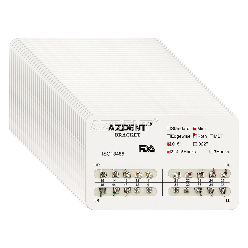 AZDENT Dental Orthodotic Brackets Braces Mini Roth MBT 018 022/Buccal Tubes