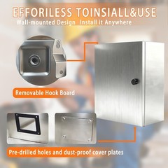 12x10x6″ 304 Stainless Steel Enclosure IP66 Waterproof and Dustproof Metal Box