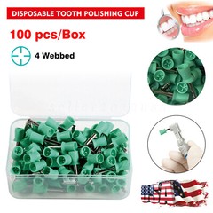 100pcs Dental Polishing Prophy Prophylaxis Cups Latch Type Rubber Polisher Green