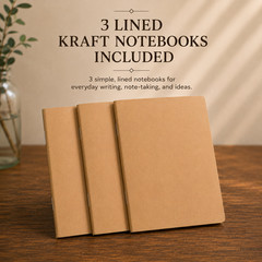 Handmade Leather Journal with 3 Notebook, Refillable A6 Full Grain Leather