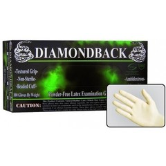 DIAMOND BACK Latex Exam Gloves, Textured Grip, 8 mil, Case of 1000, Size LARGE