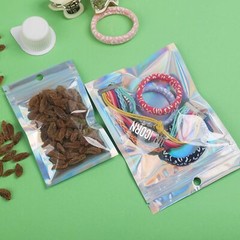 100x Holographic Mylar Foil Bag Resealable Ziplock Pouch Packaging Clear Front