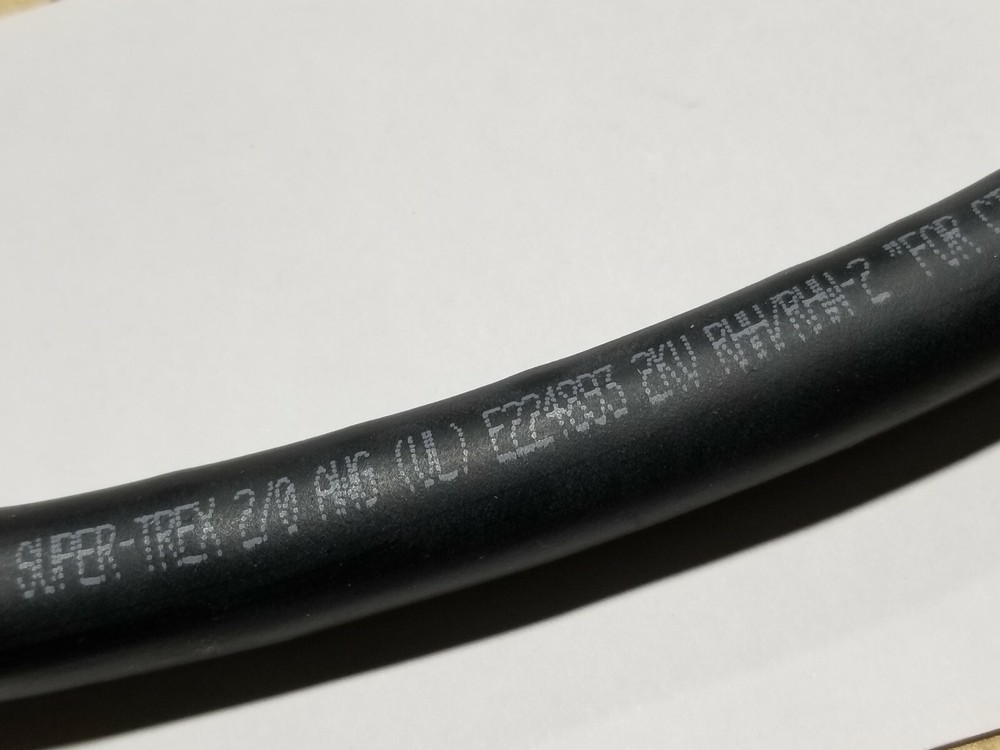 TPC 76020 #2/0awg Super-Trex Power Cable 2000V 2kV TnC RHH/RHW-2/DLO Black /1ft