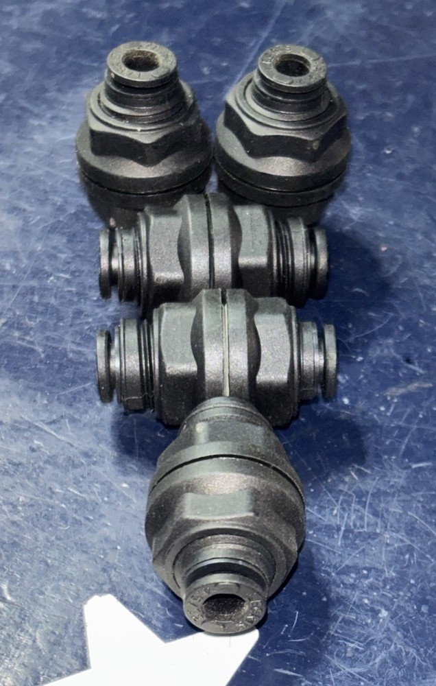(5) 5/32” 4mm PARKER LEGRIS 3116 04 00 Push-Fit Union 5/32 in PTC Bulkhead 5pcs