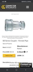 PARKER Hydraulic Quick Connect Hose Coupling: 3/4 in Coupling Size, Steel, 23 lp