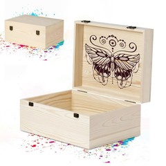 BeNiNat 2 Pack Unfinished Wood 14 x 10.4 x 6.5 inch+12 x 9×4.9inch, Nature