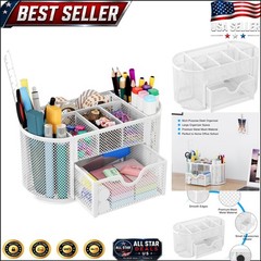 Scratch-Resistant Mesh Desk Supply Holder with Drawer – Organize Your Workspace