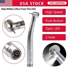 Dental Fiber Optic LED E-generator High Speed Handpiece Turbine 2 Holes Burr