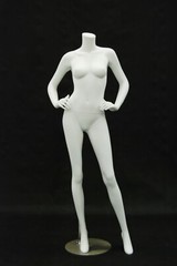 Headless Female Matte White Fiberglass Full Body Fashion Mannequin with Base