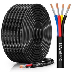 Electrical Wire 18 Gauge 4 Conductor Waterproof Marine Solar Black Cable RV 30ft