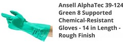 12 Pair Ansell 39-124 Alpha-Tec Sol-Knit Chemical Resistant Gloves, Size 8 [E1S2