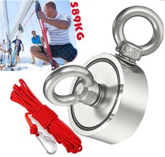 Fishing Magnet Kit Up to 1800 Lbs Pull Force Strong Neodymium + Rope + Carabiner